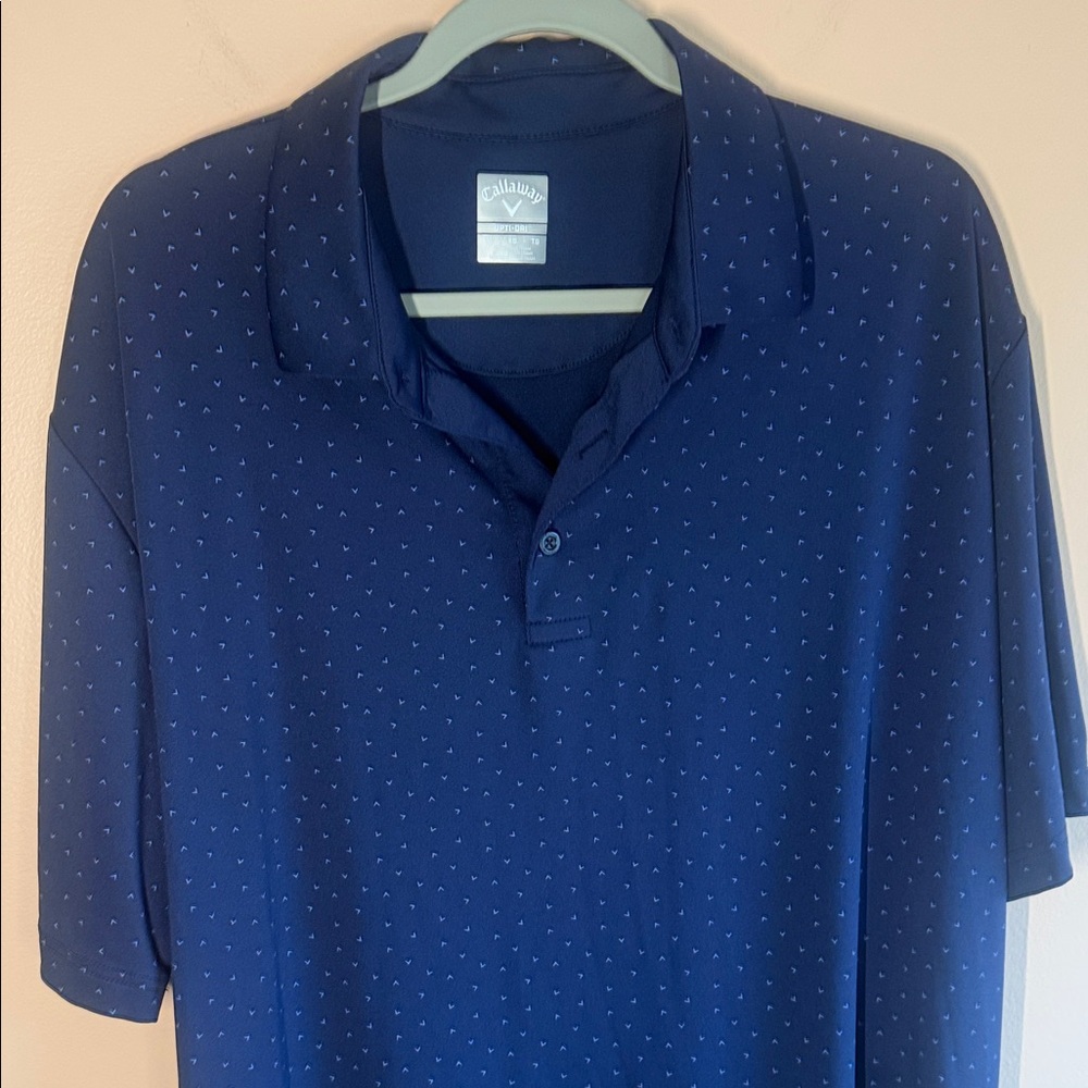Callaway Men's Navy Polo with Micro Dot Pattern